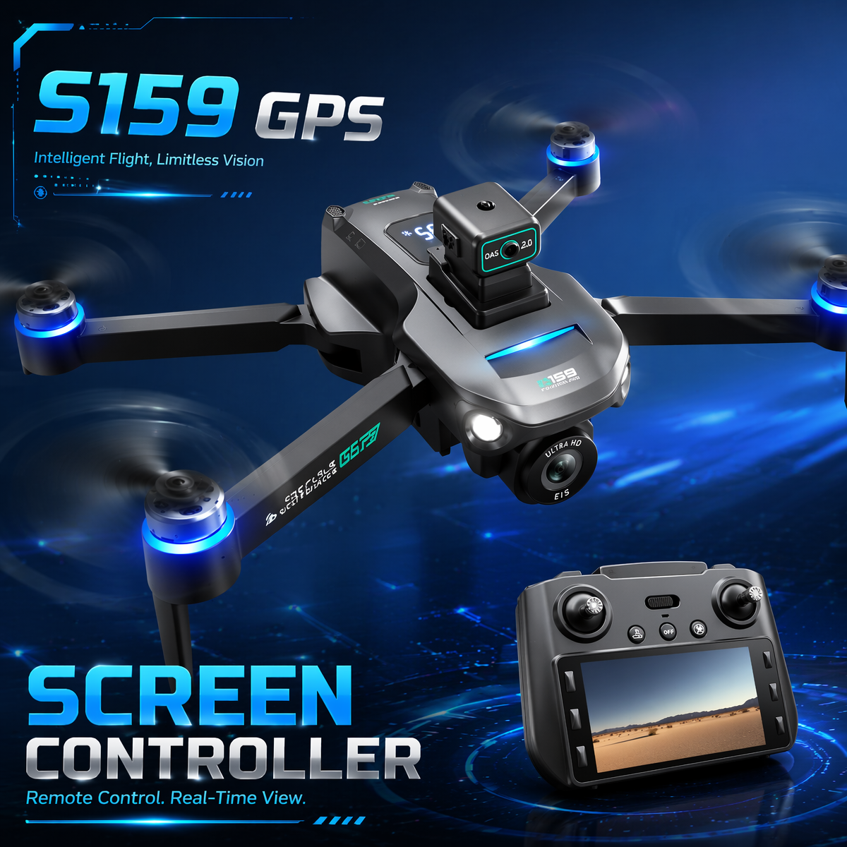 Drone Rc Gps S159 - S159 Obstacle Avoidance Drone HD ESC
