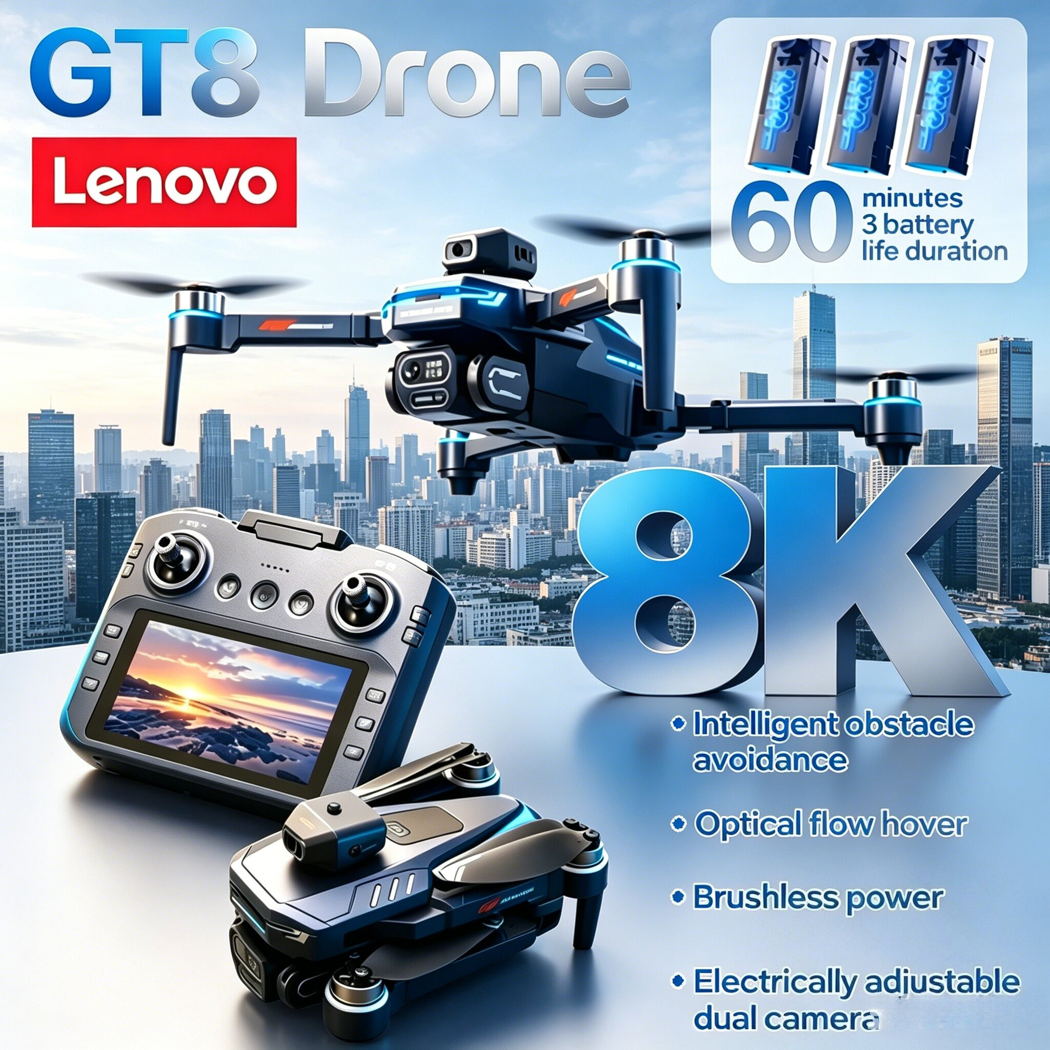 Lenovo GT8 8K HD Dual Camera F - Drone Gt8 Rc บทวิจารณ์และราคา