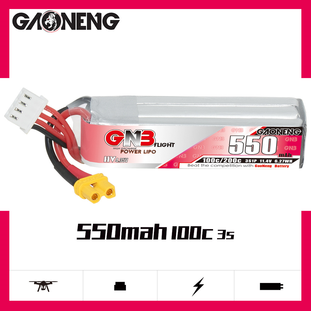 GNB HV 11.4V 550mAh 100C/200C  - Dron Rc Quadcopter บทวิจารณ์และราคา