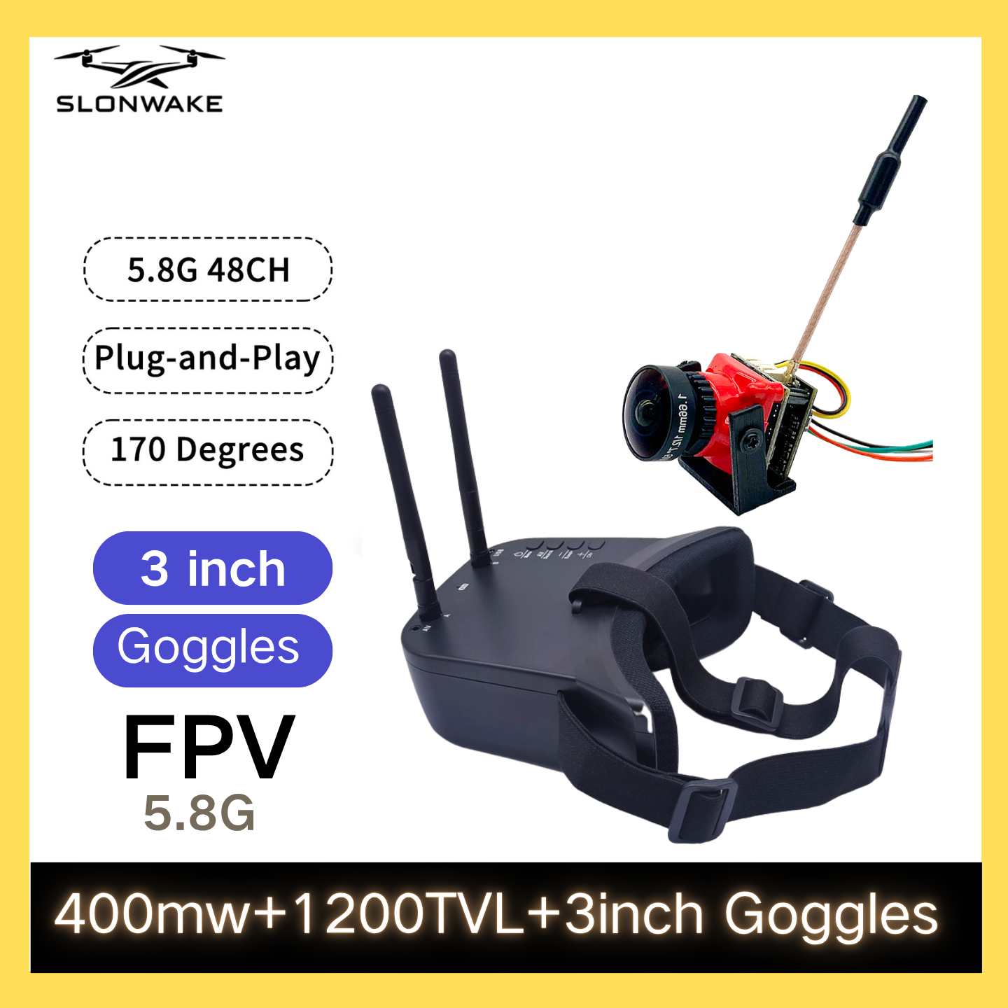 SLONWAKE 5.8G 48CH FPV 400mw V - - Remote Control (Rc) Drone บทวิจารณ์และราคา