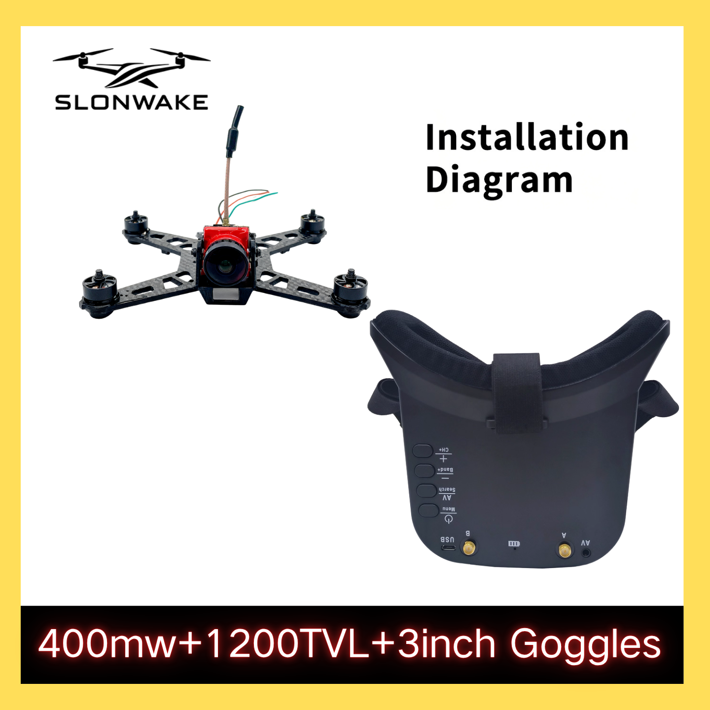 SLONWAKE 5.8G 48CH FPV 400mw V - - Remote Control (Rc) Drone บทวิจารณ์และราคา